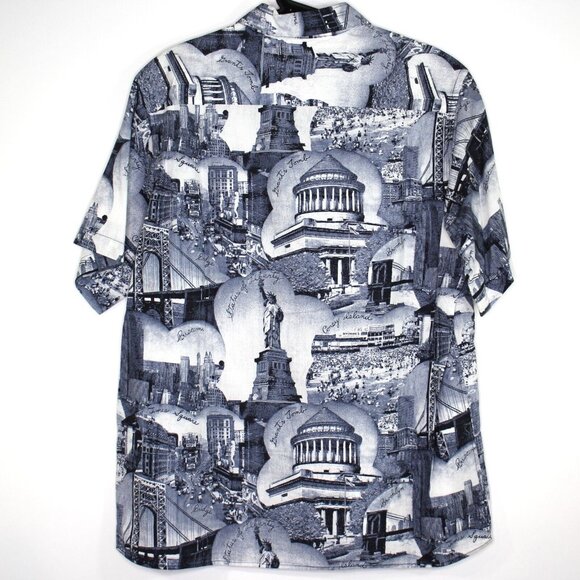 Buscemi Mens 48 New York Print Loop Open Collar AOP Button Up Shirt N1280 - Picture 7 of 7